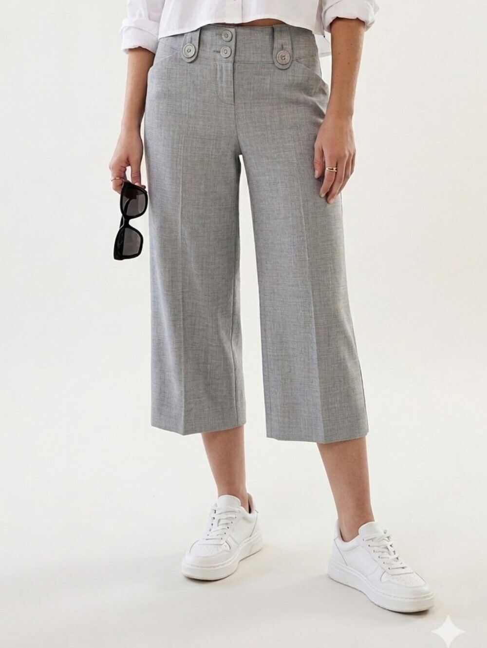 Express Design Studio The Editor Gray Y2K Wide Leg Cuffed Trousers Size 2